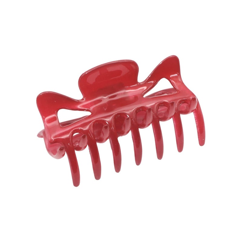 Parcelona French Classic Medium 3 Celluloid No Slip Grip Covered Spring Jaw Hair Claw Durable Styling Hair Accessories Women Strong Hold Girls Hair Claw Clips Made in France Glossy Red