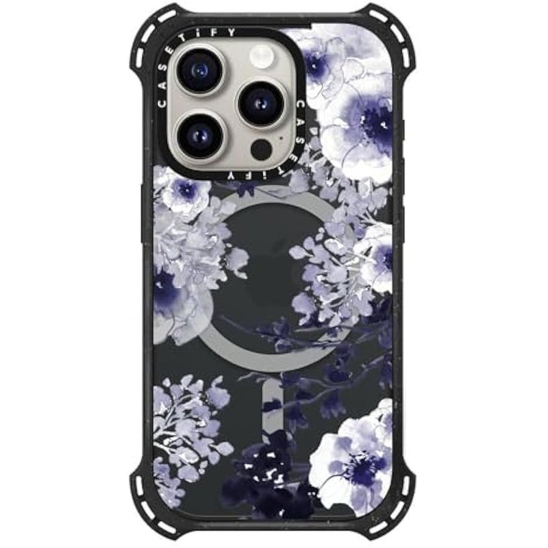 Casetify Bounce iPhone 15 Pro Case 【6X Military Grade Drop Tested / 21.3ft Drop Protection/Compatible with Magsafe】 - Blue Spring - Triple Black - Image 1