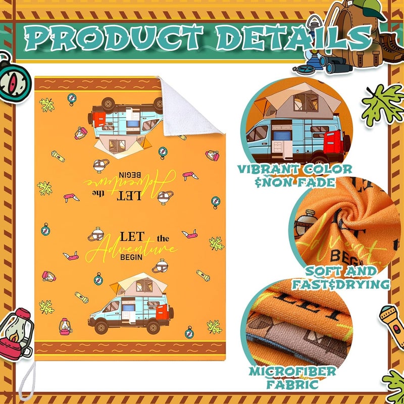 Boyiee Set of 6 Camping Kitchen Towels Absorbent Dishcloths Bonfire Tent Car Tea Towels 24 x 16 Inches with Funny Sayings Novelty Gifts for Campers Happy Camper Camping Accessories for Rv Campers - Image 5
