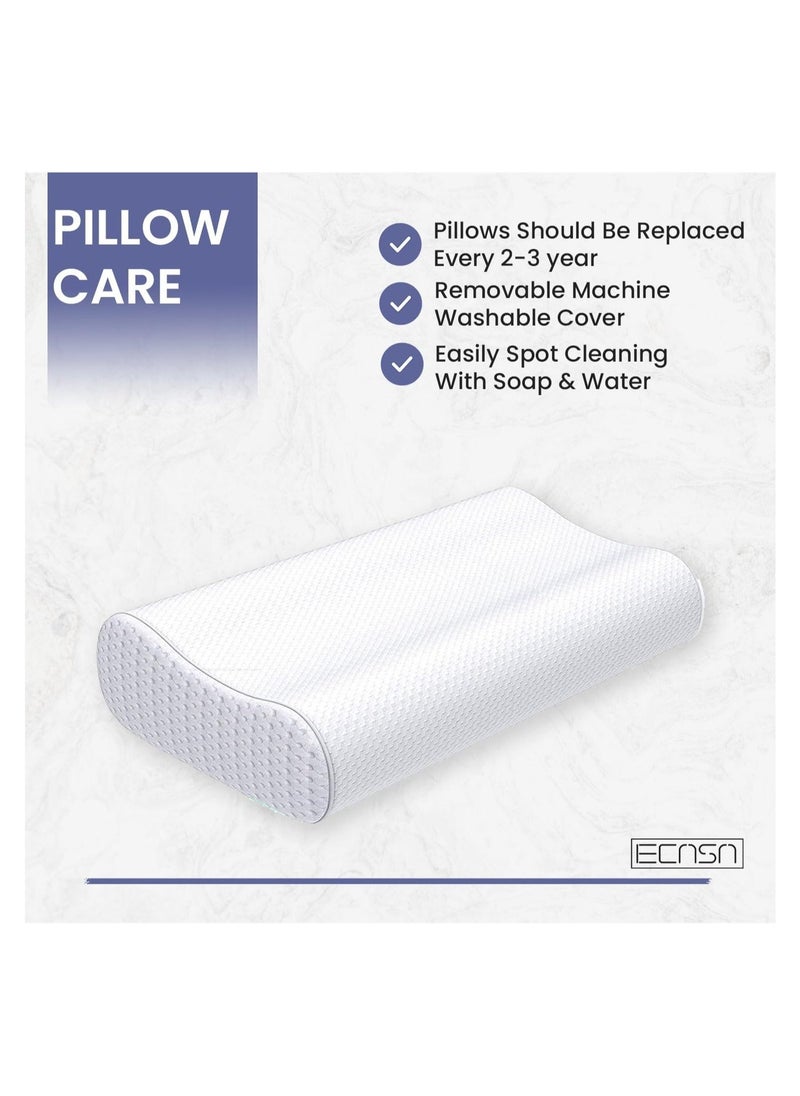 ELTRAZONE Memory Foam Neck Pillow, Contour Memory Foam Side and Back Sleepers Bed Pillow- Sleeping Pillows for Adults  - Image 4
