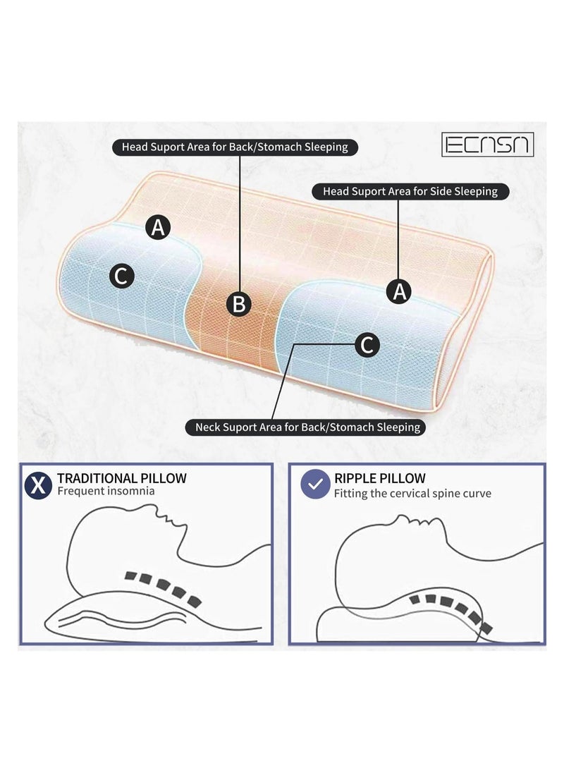 ELTRAZONE Memory Foam Neck Pillow, Contour Memory Foam Side and Back Sleepers Bed Pillow- Sleeping Pillows for Adults  - Image 5