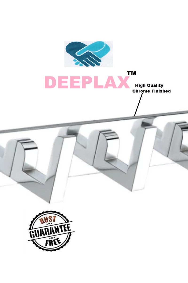 Deeplax Exclusive L Heavy Duty 6 Pin Bathroom Cloth Hooks, Door Hanger, Wall Hooks Rail for Hanging Clothes and Keys, Bathroom Accessories (Fully Chrome Finish), (Pack of 2) - Image 2