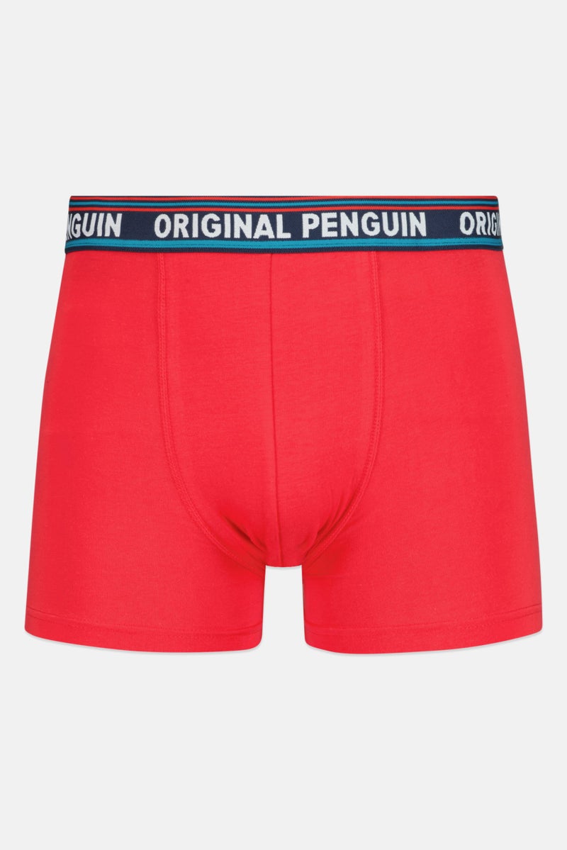 Original Penguin Men 3 Pieces Brand Logo Trunks, Navy/Red - Image 5