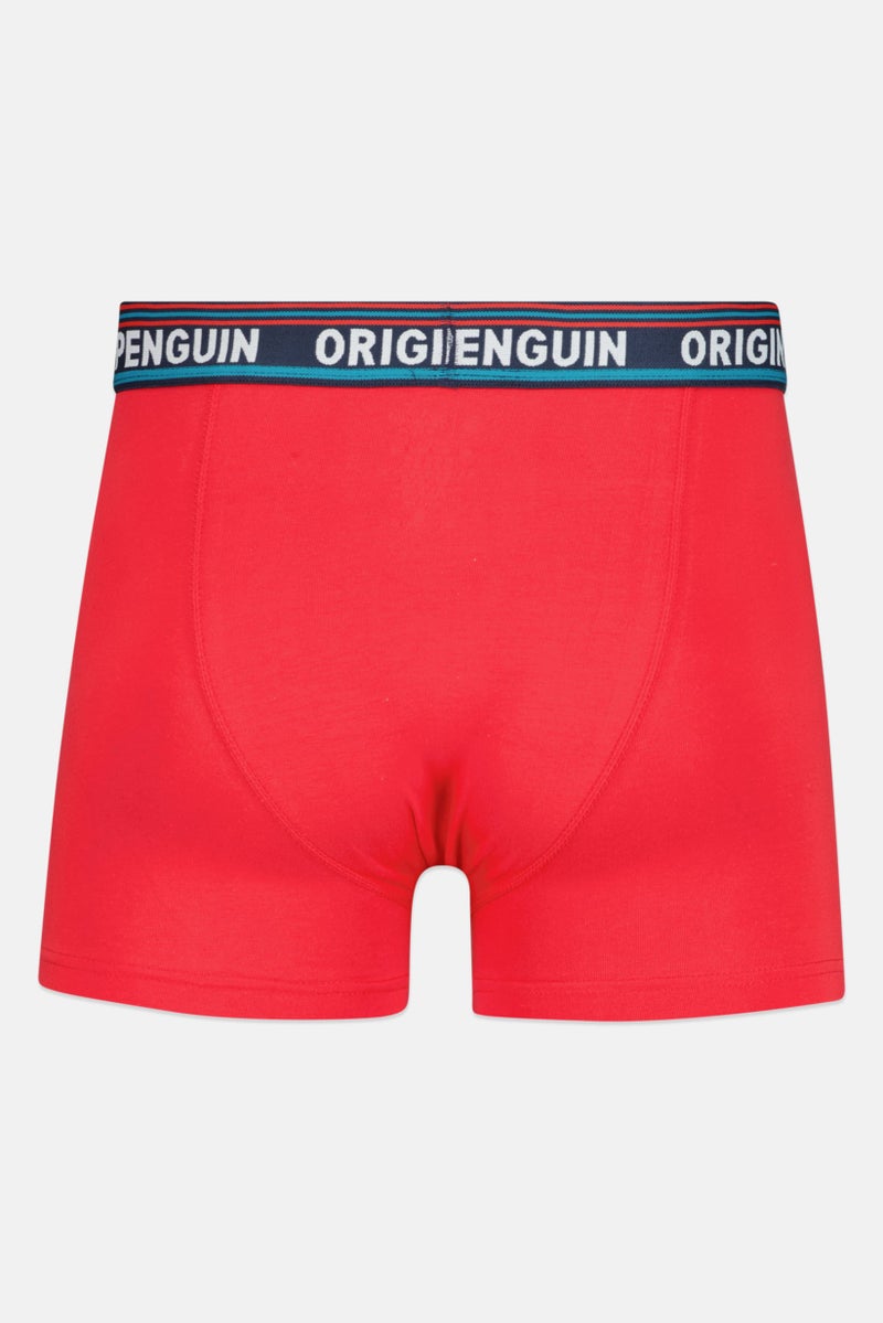 Original Penguin Men 3 Pieces Brand Logo Trunks, Navy/Red - Image 2