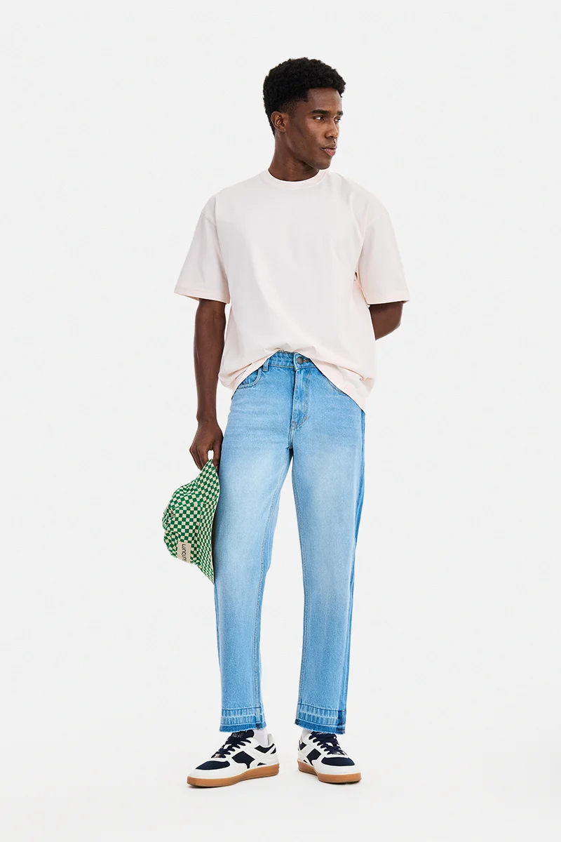 سنيتش Light Blue Striped Relaxed Casual Jeans