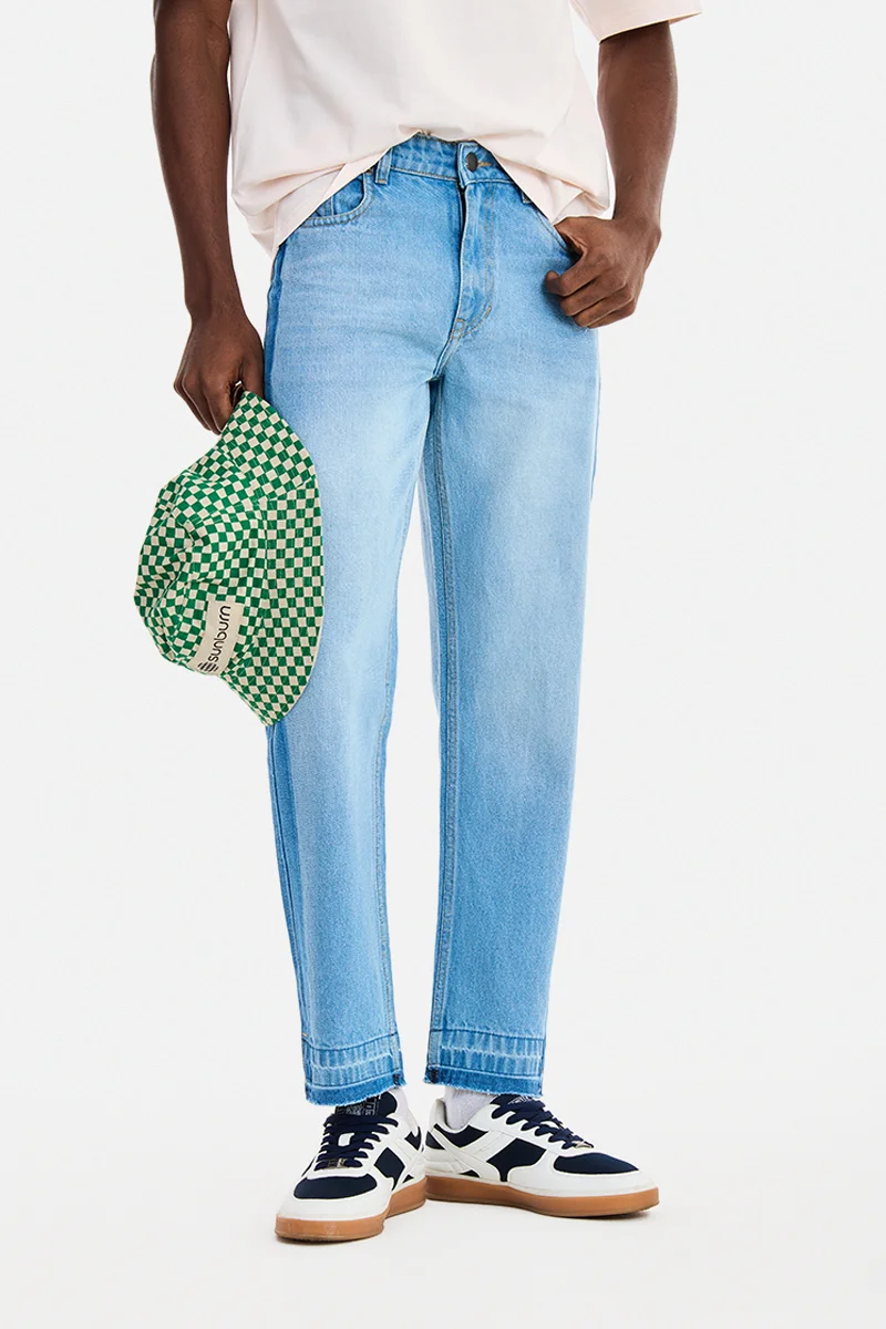 سنيتش Light Blue Striped Relaxed Casual Jeans