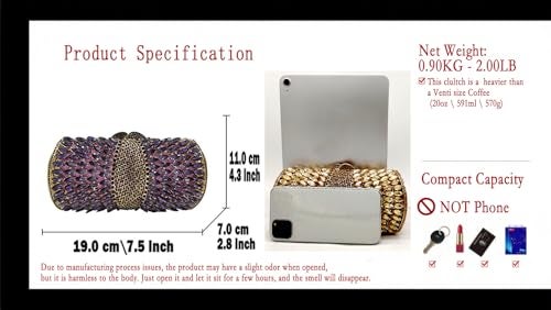 Boutique De FGG Sparkly Gold Crystal Clutch Purse for Women Evening Bags with Spikes Wedding Party Rhinestone Clutch Handbag,Mini - Image 2