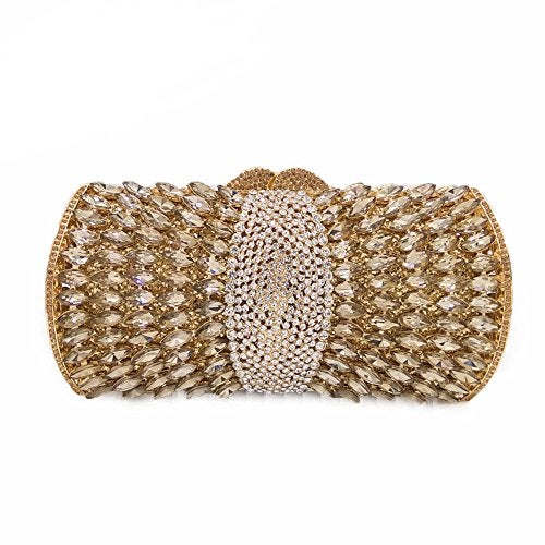 Boutique De FGG Sparkly Gold Crystal Clutch Purse for Women Evening Bags with Spikes Wedding Party Rhinestone Clutch Handbag,Mini - Image 1