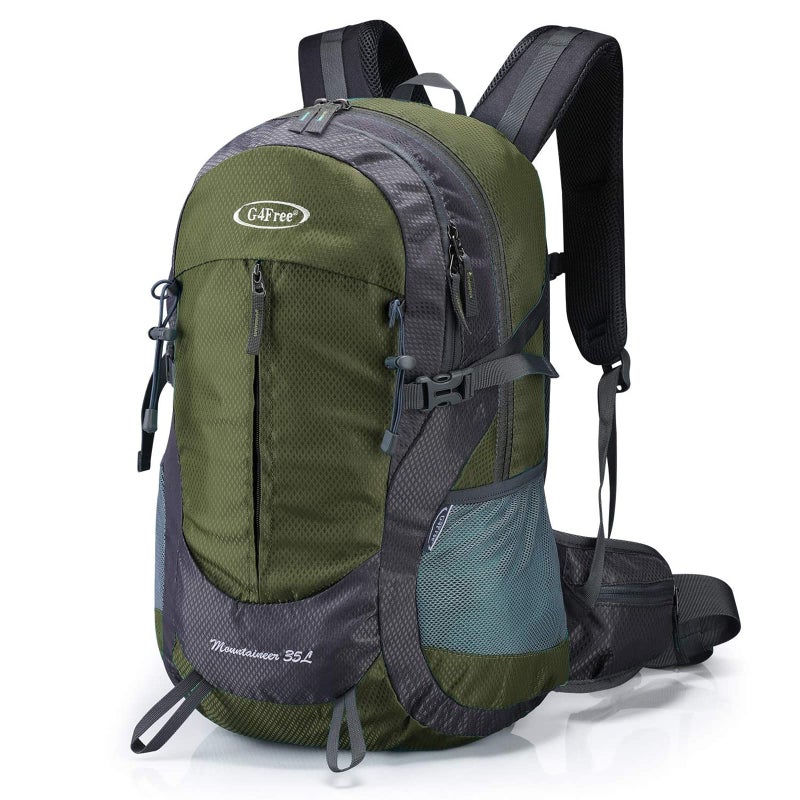 G4Free 35L Hiking Backpack Water Resistant Outdoor Sports Travel Daypack Lightweight with Rain Cover for Women Men (Army Green) - Image 1