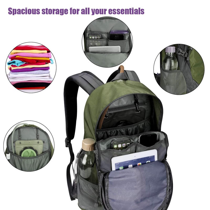 G4Free 35L Hiking Backpack Water Resistant Outdoor Sports Travel Daypack Lightweight with Rain Cover for Women Men (Army Green) - Image 5