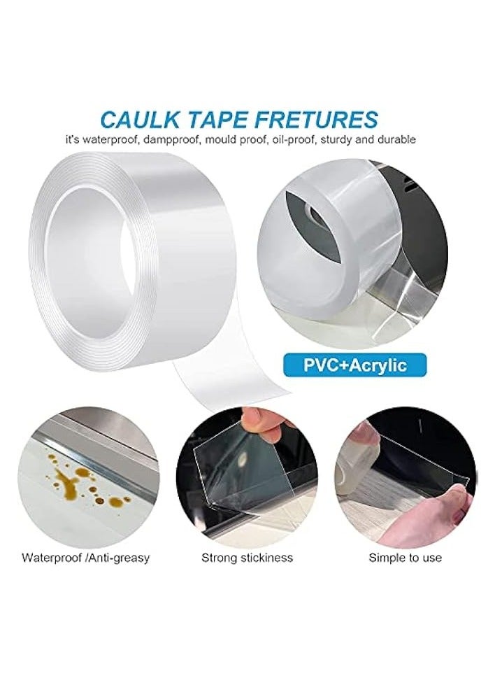 erorex Clear Caulk Tape Strip 2 Inch x 33 Feet, Thickened Self Adhesive Caulk Strip Sealant Tape Caulk Sealer, Waterproof Caulking Adhesive for Kitchen Sink Bathtub Bathroom Shower Toilet - Image 4