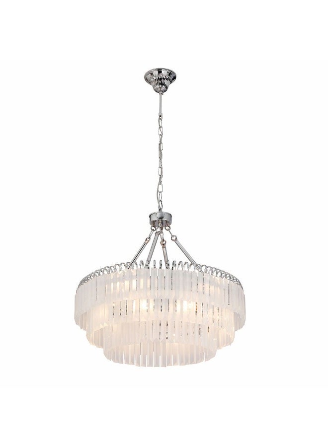 DANUBE HOME Kara Chandelier Metal Plated Plus Glass 60X48X120 E14 White / Chrome  - Image 2
