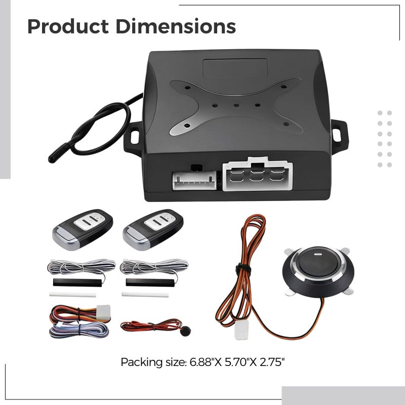 Universal Car Alarm with Remote Start Keyless Ignition 12V Security Kit Easy to Install Plastic Housing - Image 4