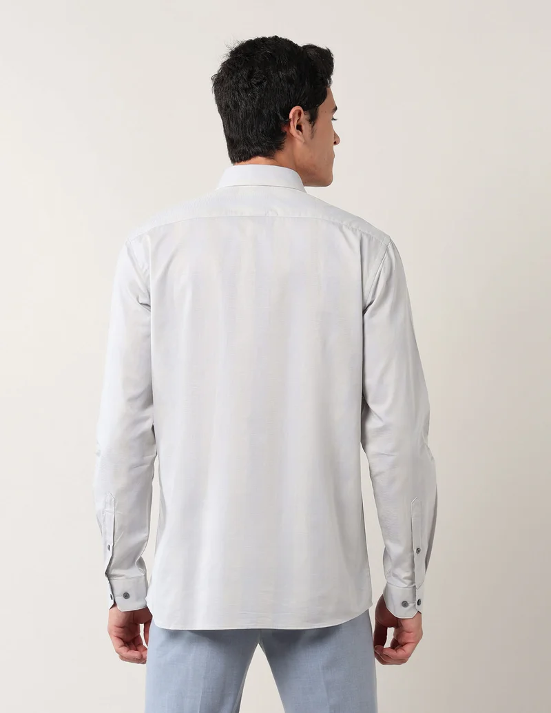 Arrow Light Grey Textured Manhattan Slim Fit Shirt for Men | Best Price UAE
