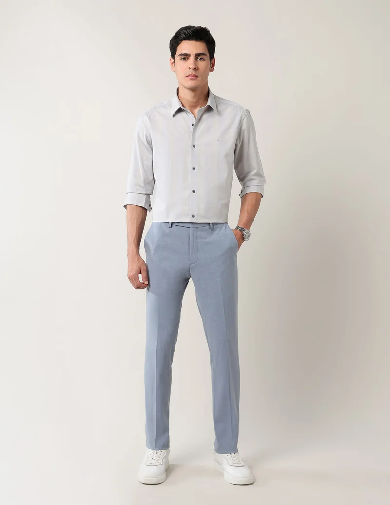 Arrow Light Grey Textured Manhattan Slim Fit Shirt for Men | Best Price UAE
