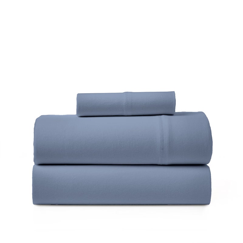BED INC Road Trip America Jersey Sheets Set - Cotton 3 Pieces Twin Set - T-Shirt Soft Knit Stretchy Bed Sheets - All Seasonal and Deep Pockets - Certified by Oeko-TEX (Captain's Blue  Twin)  - Image 1