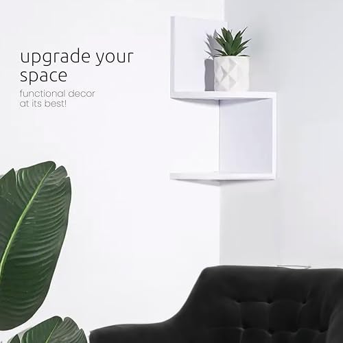 Kiera Grace kieragrace Priva Corner Wall Shelf - Set of 2, White, 7.75" x 7.75" - Image 3