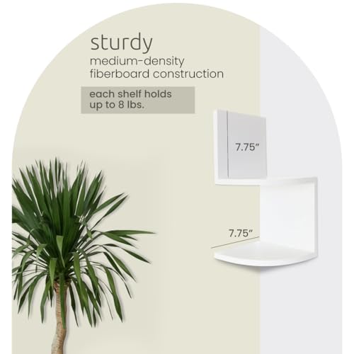 Kiera Grace kieragrace Priva Corner Wall Shelf - Set of 2, White, 7.75" x 7.75" - Image 2