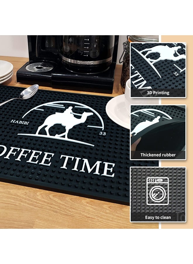 Middle Eastern Style Coffee Mat, Non Slip Rubber Bar Mat, Decorative ‘Habibi Coffee Time’ Design, Heat Resistant & Easy to Clean Spill Mat for Coffee Corners & Kitchens (11.8x17.7 in)  - Image 3