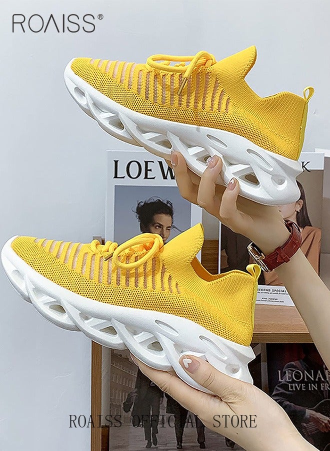 رويس أحذية أنيقة للنساء، أحذية رياضية منخفضة الرقبة للسيدات، أحذية رياضية خفيفة الوزن ومسامية مع جزء علوي شبكي ونعل سميك مانع للانزلاق، مناسبة للارتداء اليومي والأنشطة الخارجية - Image 2