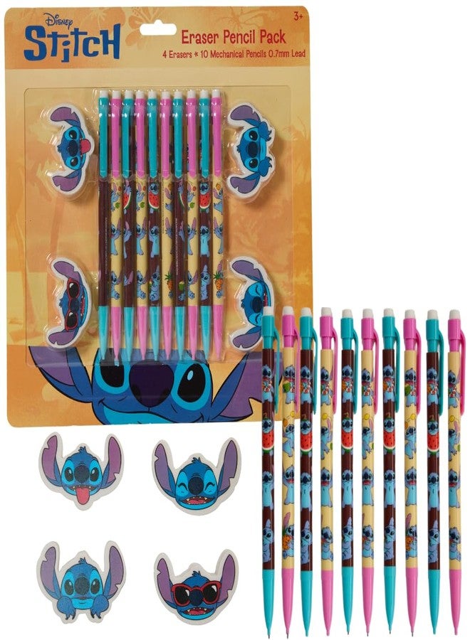 Innovative Designs Disney Stitch Eraser & Mechanical Pencil Set - 14-Piece Stationery Pack with 4 Character Erasers & 10 Mechanical Pencils 0.7mm Lead - Image 1