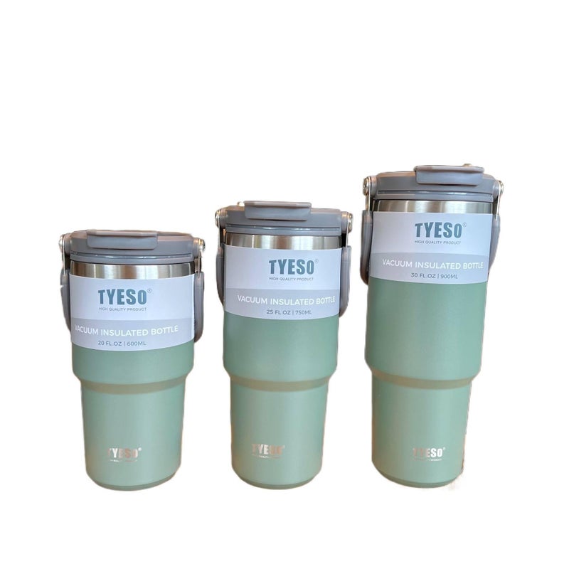 كوب قهوة للسفر بغطاء بشفاط ومناسب لحامل الأكواب من ستانلس ستيل وجدار مزدوج، 1050 ml، أخضر باللون الأخضر مع غطاء بقشة من الستانلس ستيل للاستخدام المنزلي للمكتب المنزلي - Image 1