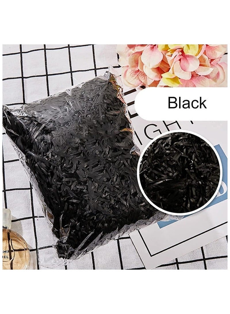 Raffia Paper Shreds Strands Eco Friendly Shredded Crinkle Confetti Crinkle Cut Paper Filling Shredded Paper for Hamper Gift Box Filling (Black)100g - Image 2