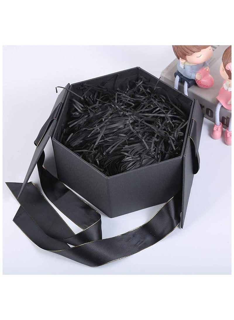Raffia Paper Shreds Strands Eco Friendly Shredded Crinkle Confetti Crinkle Cut Paper Filling Shredded Paper for Hamper Gift Box Filling (Black)100g - Image 4
