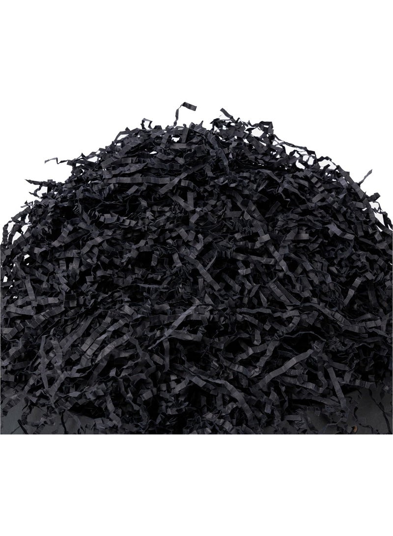 Raffia Paper Shreds Strands Eco Friendly Shredded Crinkle Confetti Crinkle Cut Paper Filling Shredded Paper for Hamper Gift Box Filling (Black)100g - Image 1
