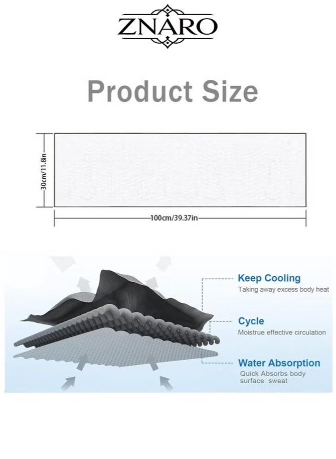 ZNARO 2 Pieces Cooling Towel, Cooling Gym Towel Cool and Dry Towel for Summer, Sport Towel Suitable for Bicycle, Yoga, Running, Fitness Enthusiasts 30x100cm (Black and Blue) - Image 2