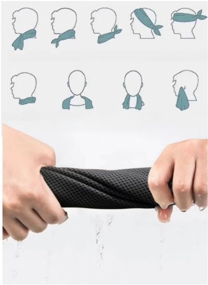 ZNARO 2 Pieces Cooling Towel, Cooling Gym Towel Cool and Dry Towel for Summer, Sport Towel Suitable for Bicycle, Yoga, Running, Fitness Enthusiasts 30x100cm (Black and Blue) - Image 4