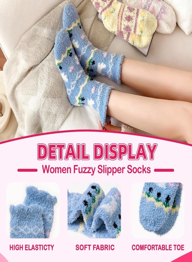 Eocom Womens Fuzzy Heart Socks Warm Fluffy Cozy Winter Slipper Thick Plush Fleece Crew Socks 5 Pairs(Pink/Purple Heart) - Image 4