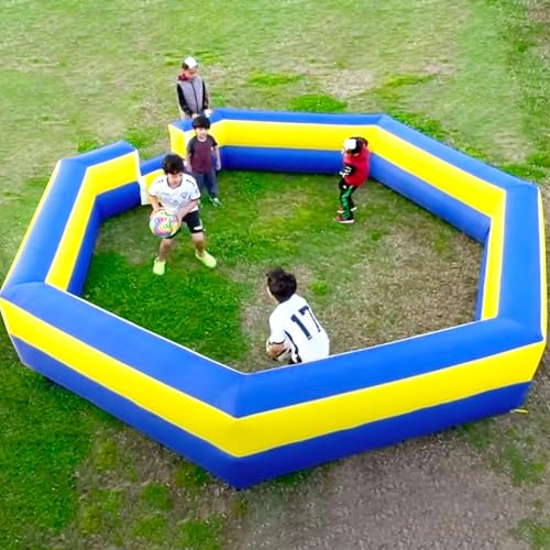 OZIS 15FT Inflatable Gaga Ball Pit with Builtin Blower Portable Gagaball Court for IndoorOutdoor SportsFamily Activities Easy to Setup BlueYellow - Image 1