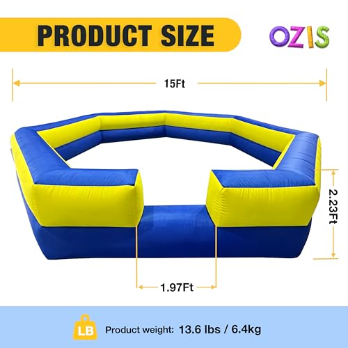 OZIS 15FT Inflatable Gaga Ball Pit with Builtin Blower Portable Gagaball Court for IndoorOutdoor SportsFamily Activities Easy to Setup BlueYellow - Image 5
