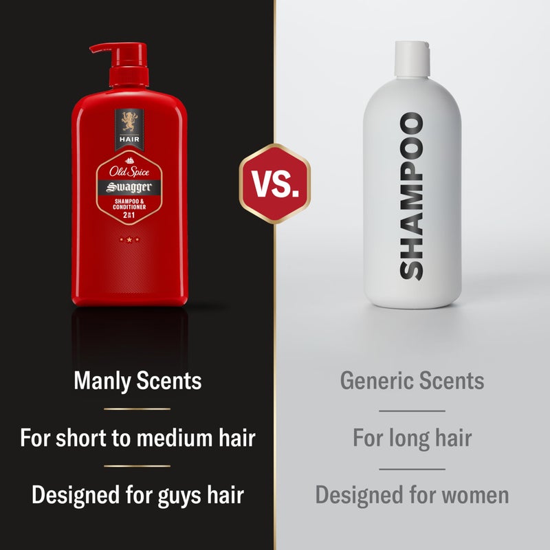 Old Spice مجموعة شامبو وبلسم 2 في 1 أولد سبايس سواجر للرجال، برائحة خشب الأرز والليمون، احصل على شعر يبدو أكثر كثافة بنسبة تصل إلى 80%، جودة صالون الحلاقة، 29.2 أونصة سائلة لكل منهما، عبوة من 2 - Image 3