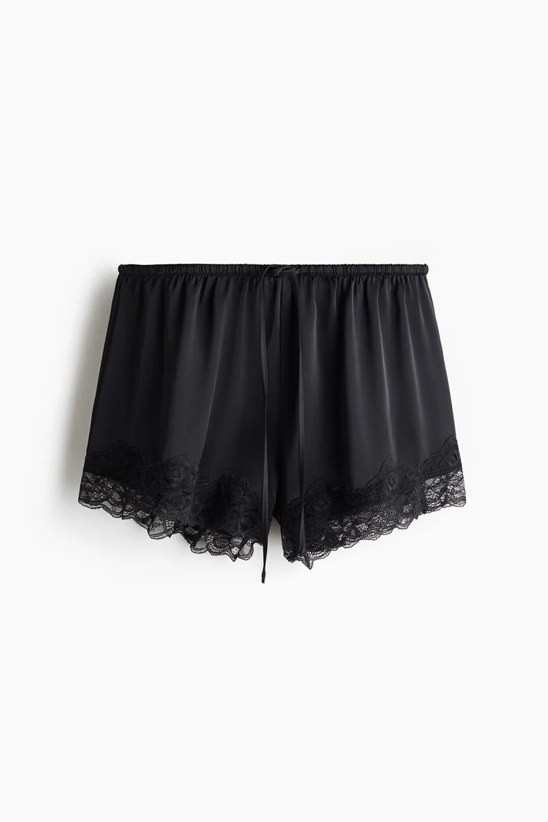 H&M Lace-trimmed satin shorts