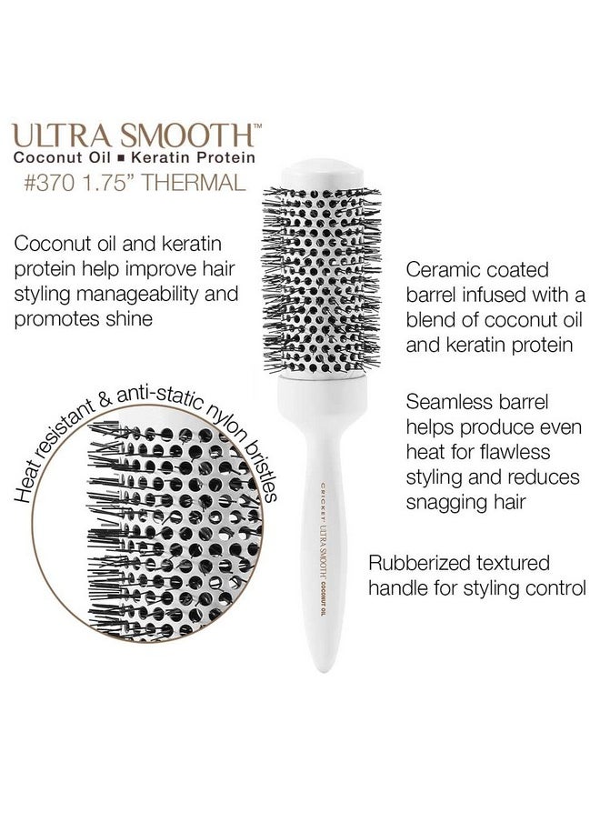 Cricket Ultra Smooth Coconut 1.75” Thermal Ceramic Barrel Hair Brush Antistatic Heatresistant Hairbrush For Blow Drying Curling And Styling All Hair Types White  - Image 2