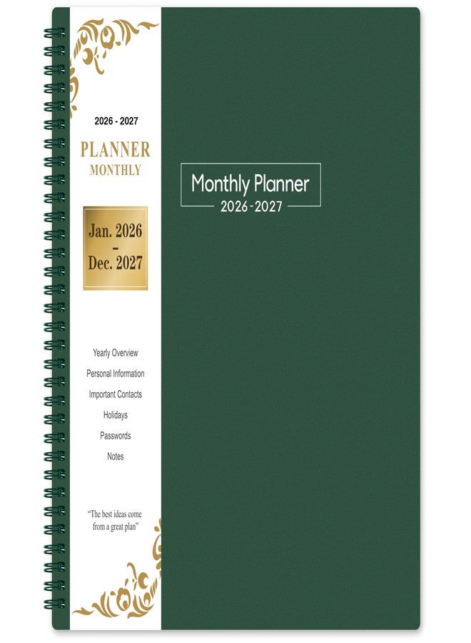 Coboll 2026-2027 Monthly Planner - 2-Year Monthly Planner from JAN 2026 to DEC 2027, 8.5'' x 11'', 2026-2027 Planners, Inner Pocket, 24 Tabs - Army Green - Image 1