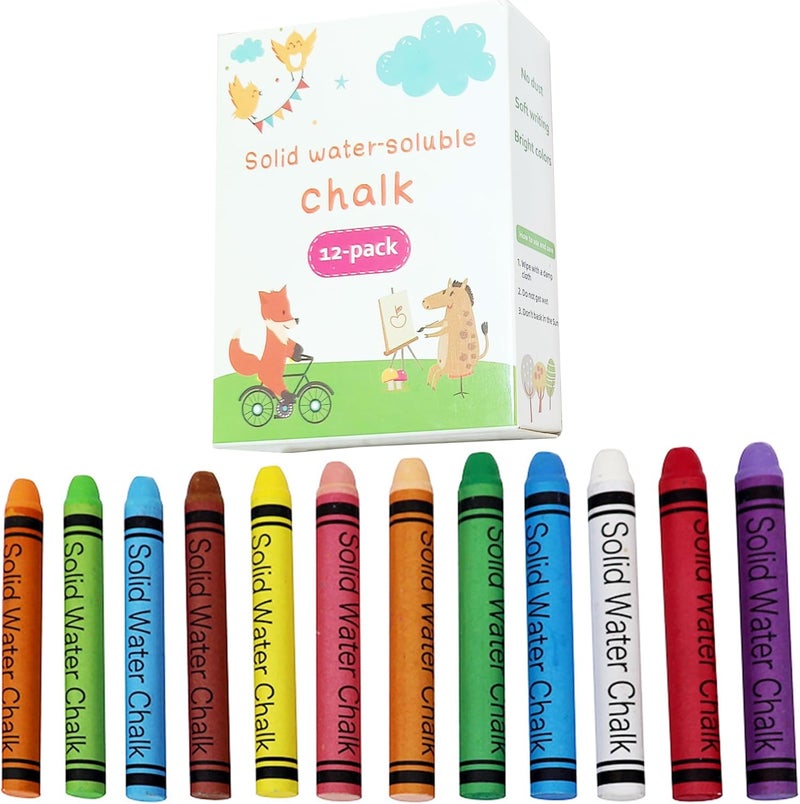VOVCIG Upgrade Water-soluble Dustless Chalk,Color Dust-free Chalk That Can Be Cleaned with a Damp Cloth(12Pcs - Image 1
