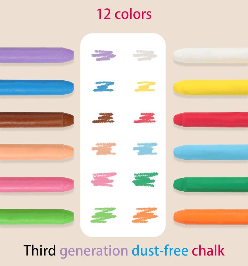 VOVCIG Upgrade Water-soluble Dustless Chalk,Color Dust-free Chalk That Can Be Cleaned with a Damp Cloth(12Pcs - Image 4