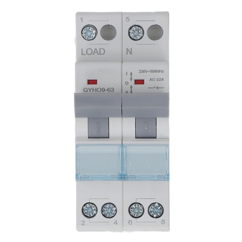 GEYA مفتاح نقل يدوي مزدوج الطاقة 63 أمبير 2 قطب 1-600 فولت تيار متردد جهد عريض - معيار IEC 60947-3 - مؤشر ثلاثي الألوان للأنظمة الكهربائية السكنية - Image 1