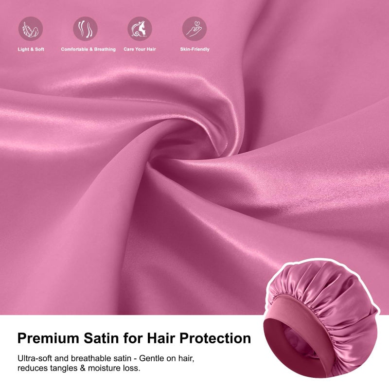 ZHENSILK 3PCS Silk Sleep Bonnet for Women, Large Satin Hair Caps with Elastic Band for Curly Hair and Frizz Control - Image 4