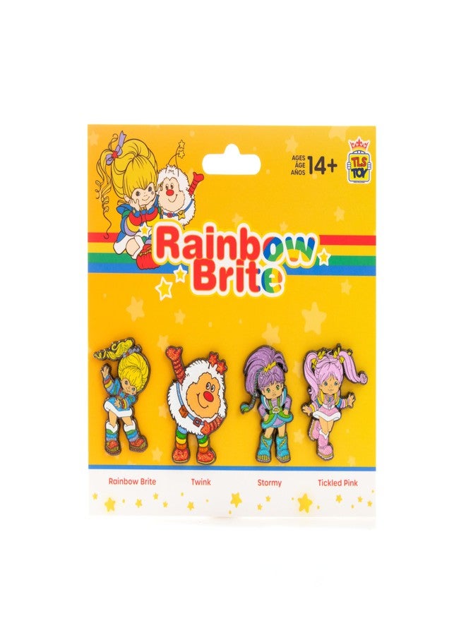 The Loyal Subjects Rainbow Brite 'Limited Edition' 4-Pack Glitter Enamel Pin Set with Rainbow Brite, Twink, Tickled Pink & Stormy Pins - Image 1