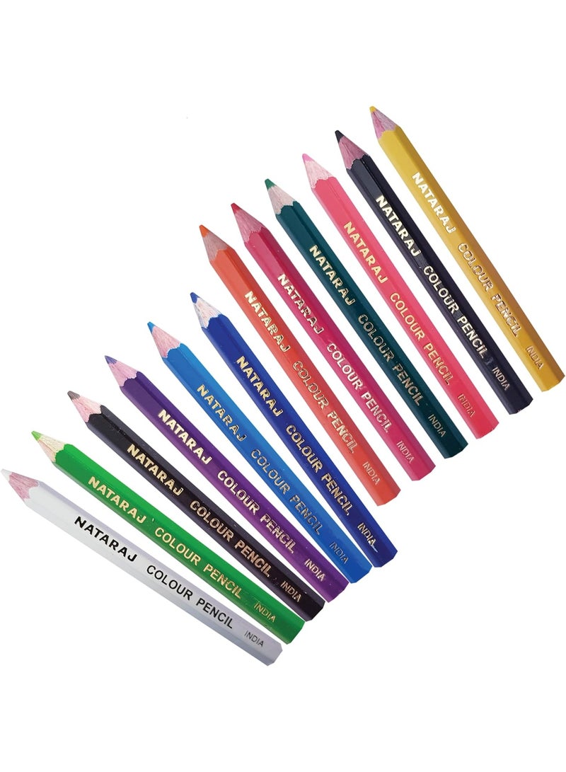 ناتاراج أقلام رصاص ناتاراج ١٢ لونًا، نصف الحجم + مبراة، متعددة الألوان - Image 2