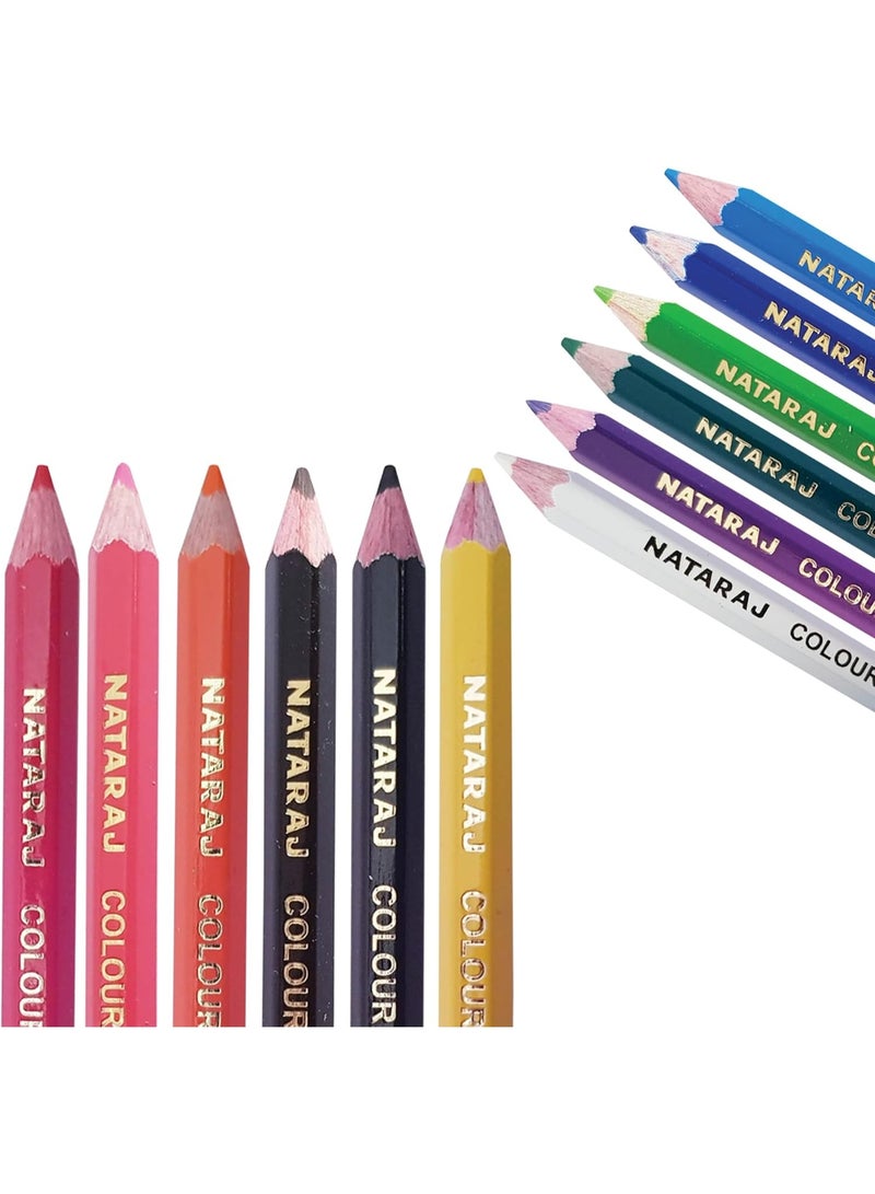 ناتاراج أقلام رصاص ناتاراج ١٢ لونًا، نصف الحجم + مبراة، متعددة الألوان - Image 3