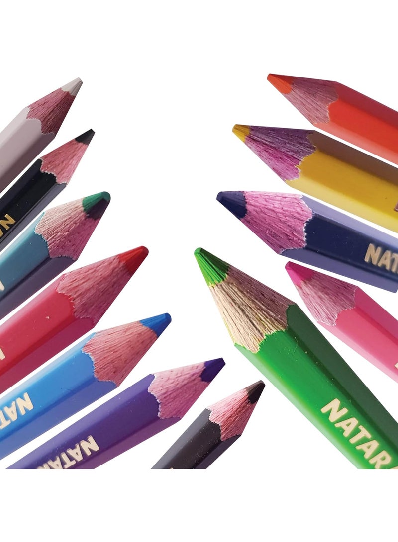 ناتاراج أقلام رصاص ناتاراج ١٢ لونًا، نصف الحجم + مبراة، متعددة الألوان - Image 5