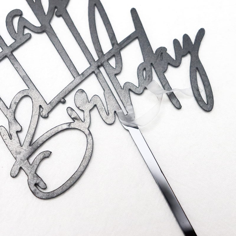 Hazyore Black Birthday Cake Topper, 6pcs Acrylic Birthday Cake Toppers Happy Birth Cake Toppers for Party Decorations - Image 3