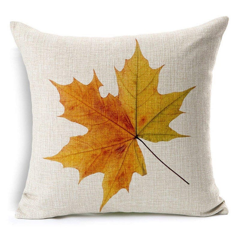 ليوه Leioh Fall Decor Cotton Leen Leaves Maple Leaf Decorations Decorations Coushion Coushion الأغطية 18 × 18 بوصة أريكة ديكور منزل وسادة أغطية وسادة السرير 4 - Image 3