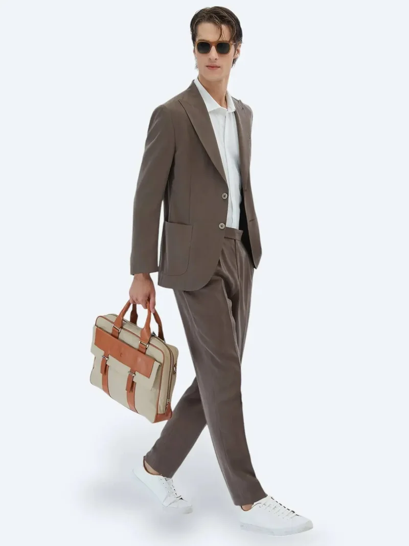 Kip Brown Plain Modern Fit Suit