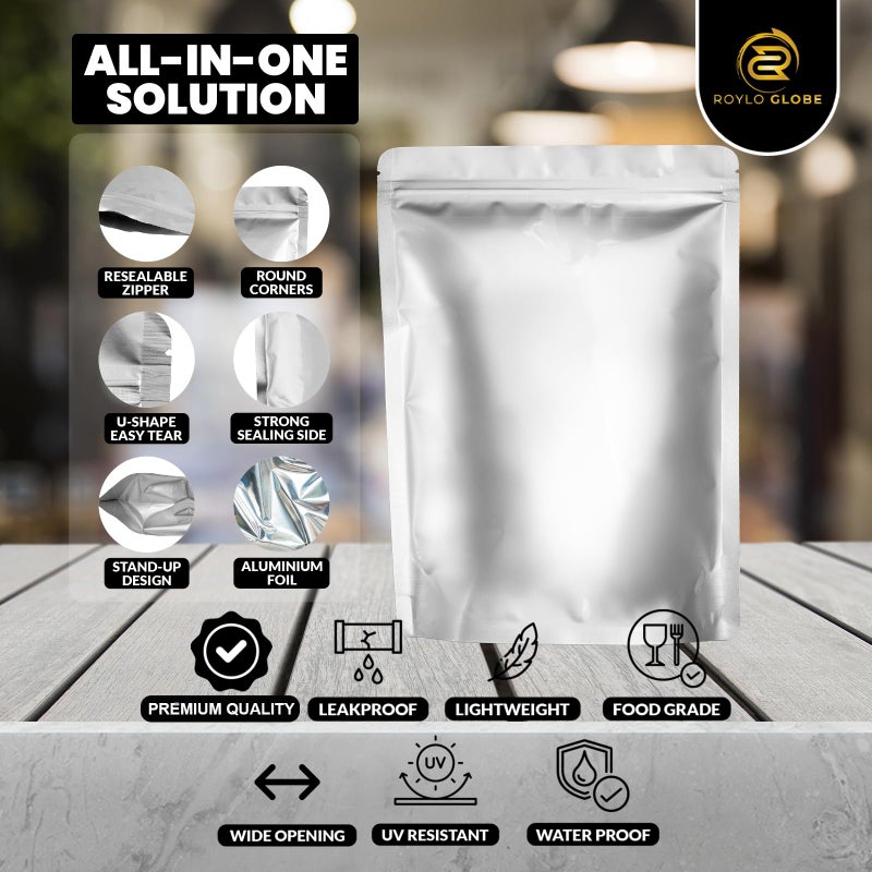 ROYLO GLOBE 160 Mylar Bags with 160 Oxygen Absorbers-196 Labels & Stand-Up Reusable 4 Sizes Airtight Resealable Bags For Long Term with 5 Clips-11 MIL Large Mylar Bags For Food Storage - Image 3